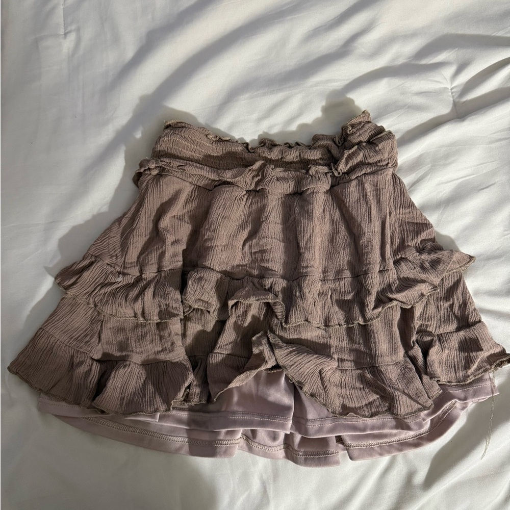 Altar'd State Mauve Ruffled Mini Skirt